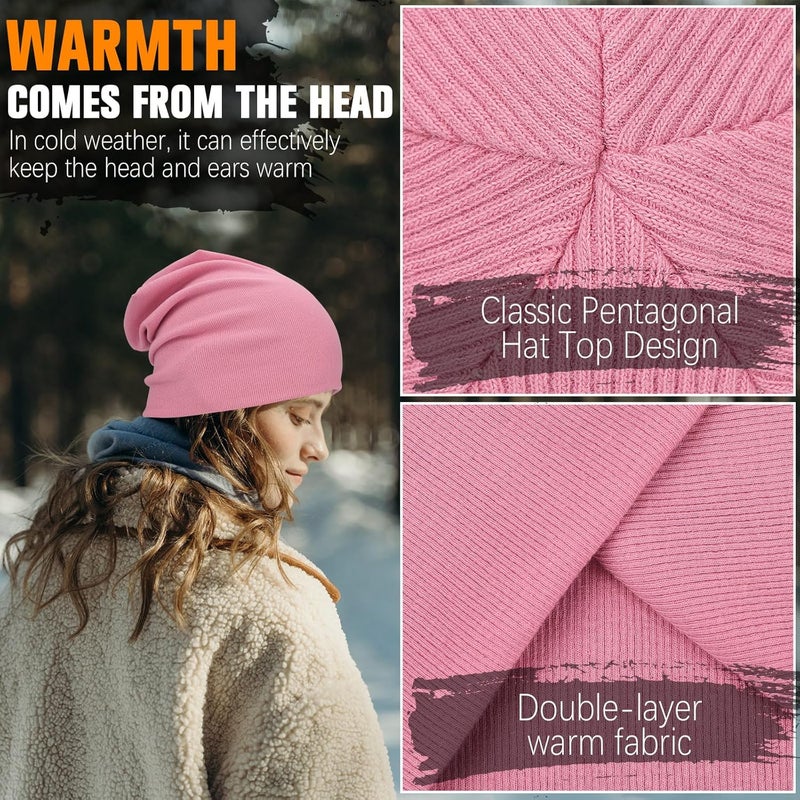 YANIKY Slouchy Beanie for Women, Mens Soft Cotton Beanie Hat, Double Layer Windproof Skull Cap for All Seasons - Image 5